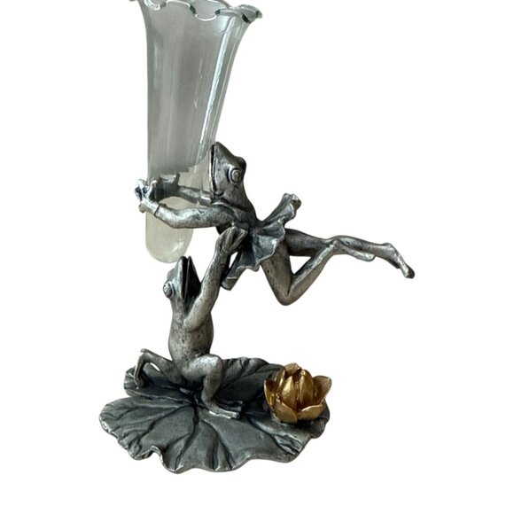 San Pacific Frog Ballerina Pewter Vase Holder 7” - Picture 3 of 6